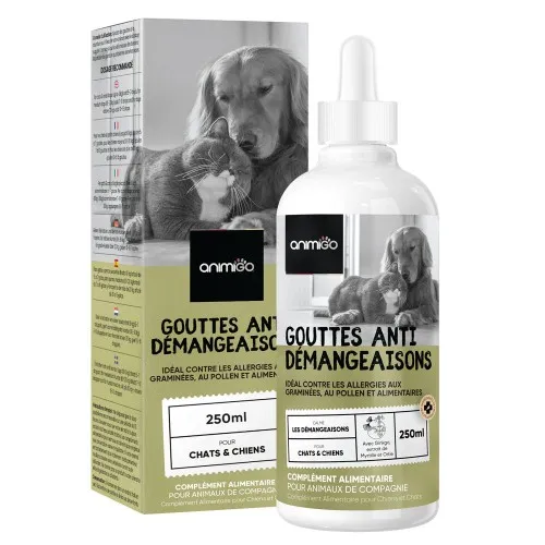 Meilleurs prix pour Gouttes anti-démangeaison Chiens et Chats - 250ml - Formule naturelle pour soulager les démangeaisons